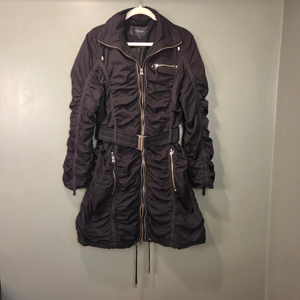 manguun collection Women's Ruched Longline Jacket, Size EU‎ 44, Black